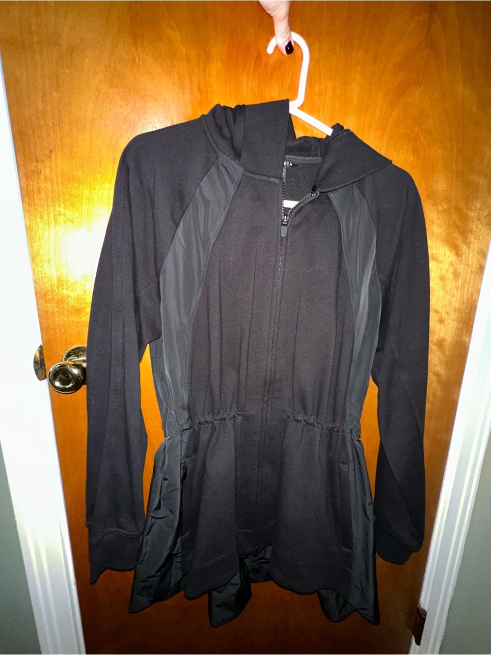 Athleta Black Hooded Utility Jacket with Panel Details